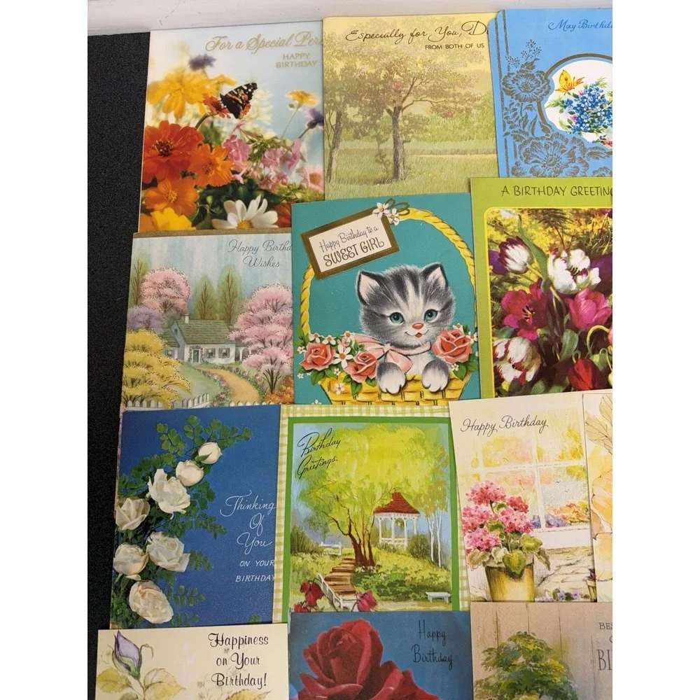 Vintage Birthday Cards Some Fronts ONLY Scrapbooking Crafts Decoupage Lot of 50+